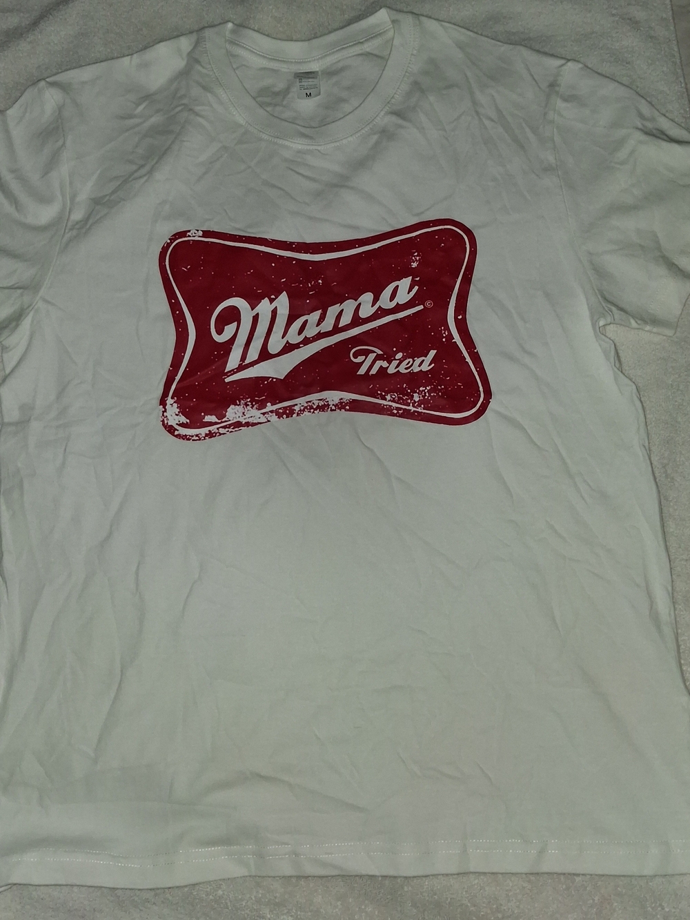 Mama Tried White Womens T-Shirt with Red Graphic